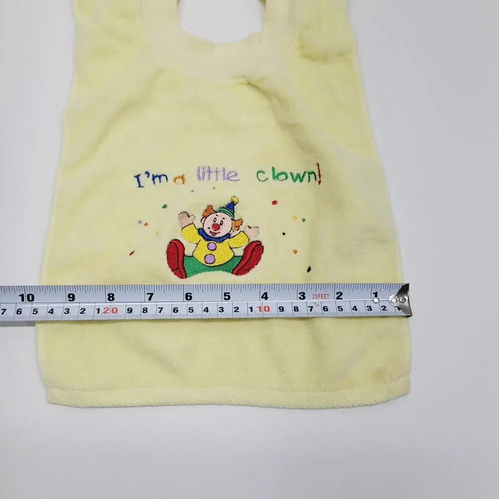 Vtg Luv N' Care Terrycloth Towel Clown Embroidered Baby Bib Unisex Fun Colorful